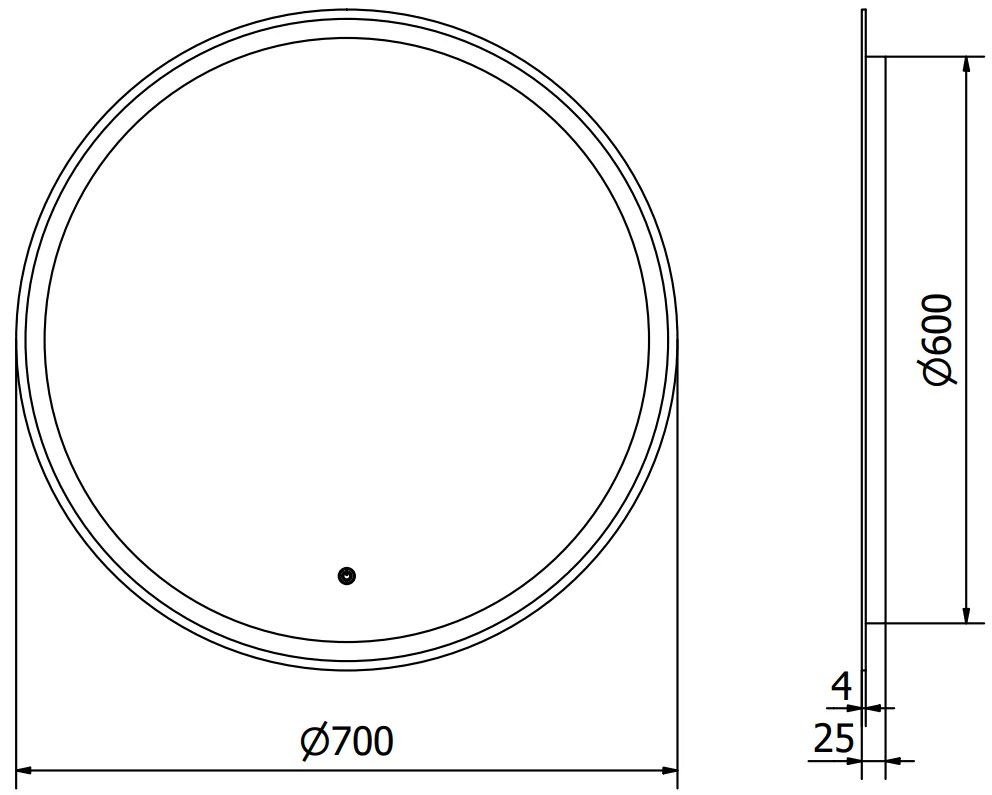 Mexen Gobi, LED okrúhle kúpeľňové zrkadlo s podsvietením 70 cm, 6000K, ochrana proti zahmlievaniu, 9801-070-070-611-00