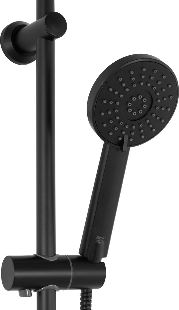 Rea Bliss, termostatická sprchová sada s hornou dažďovou sprchou, čierna, REA-P8804