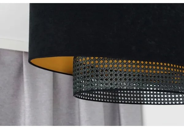 Duolla - Luster na lanku DOUBLE OVAL RATTAN 2xE27/15W/230V čierna/ratan