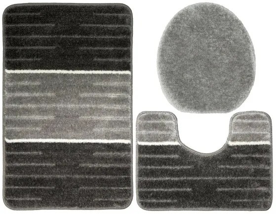 Sada kúpeľňových koberčekov COMO sivá / krémová, pruhy