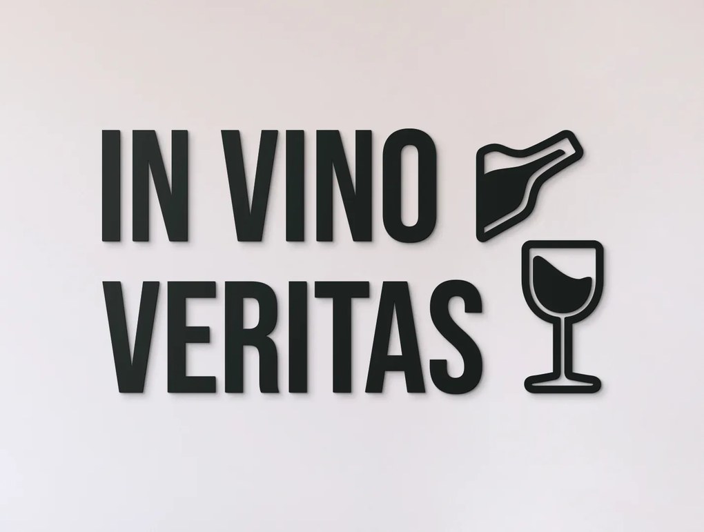 drevko Drevená dekorácia In vino veritas Rozmer obrazu: 21 x 40 cm, Farba dekorácie: Čierna