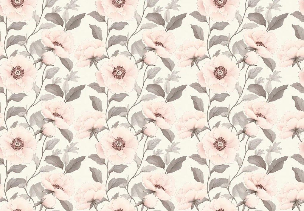 Fototapeta - Vzor jemných pivoniek (147x102 cm)
