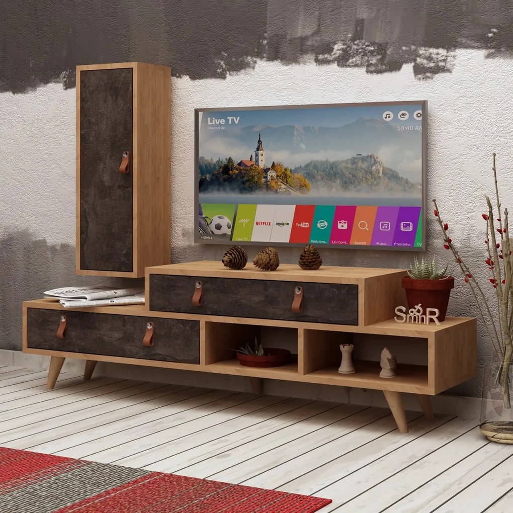 Obývacia stena Pagina dub/tmavohnedá