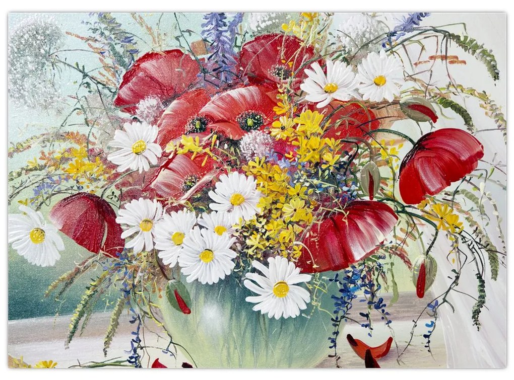 Obraz vázy s divokými kvetmi (70x50 cm)