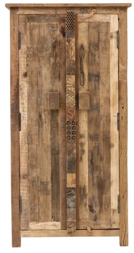 furniture-nabytek.cz - Masívna šatní skriňa Kavali z recyklovaného dreva, neupravená, hnedá – 90×45×185 cm