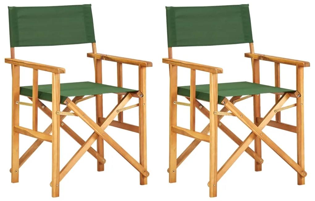 Režisérske stoličky 2 ks, akáciový masív, zelené