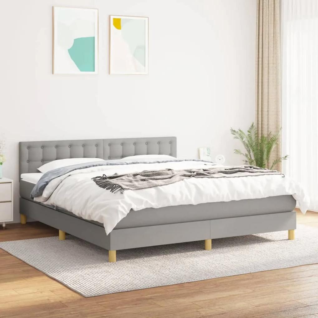 Boxspring posteľ s matracom bledosivá 180x200 cm látka 3140953