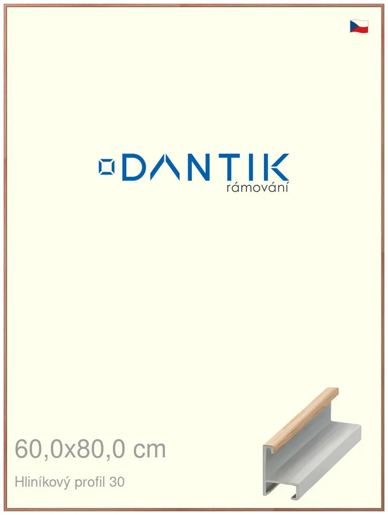 DANTIK rám na obraz 60x80 | ALU Dýha dub lak matný (Plexi Čiré)