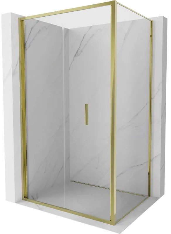 Mexen Exo, skladací sprchový kút 85 x 90 cm, číre sklo, zlatá, 816-085-090-50-00