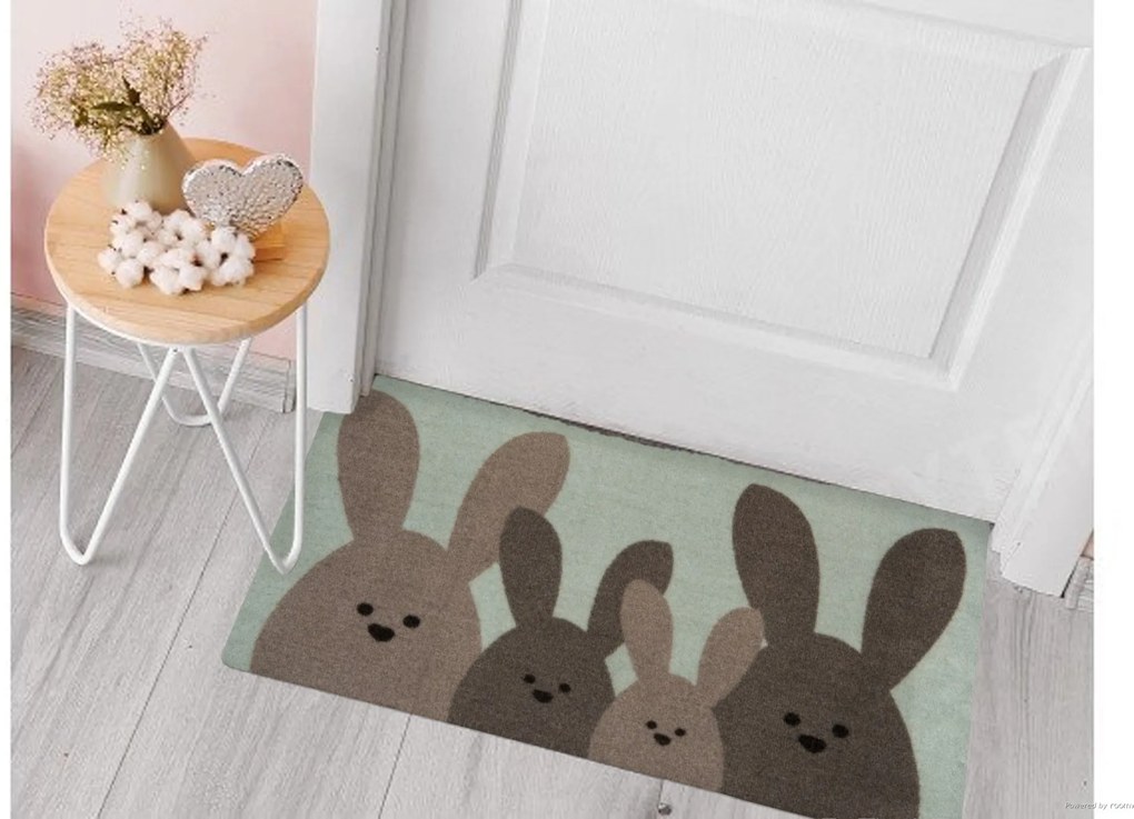 Hanse Home Collection koberce Protišmyková rohožka 4 zajace 104453 Green / Brown – na von aj na doma - 40x60 cm