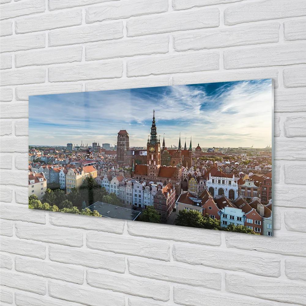 Obraz na akrylátovom skle Gdańsk panorama kostol 125x50 cm