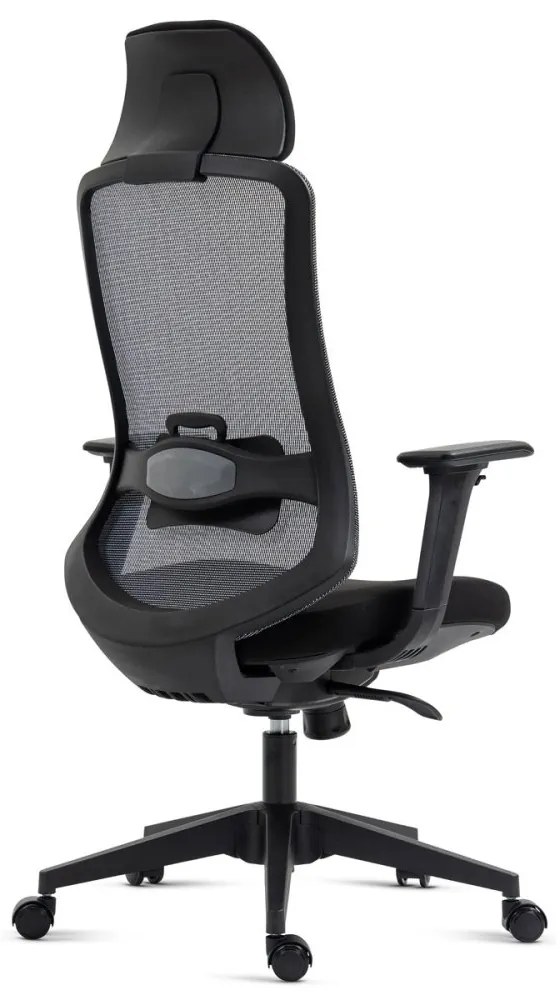 Kancelárska ergonomická stolička BULMA — sieťovina / látka, čierna