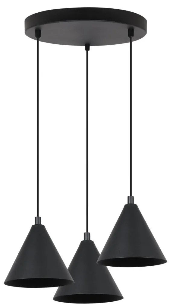 Závesné svietidlo Soho, 3x čierne kovové tienidlo, (fi 14cm), o
