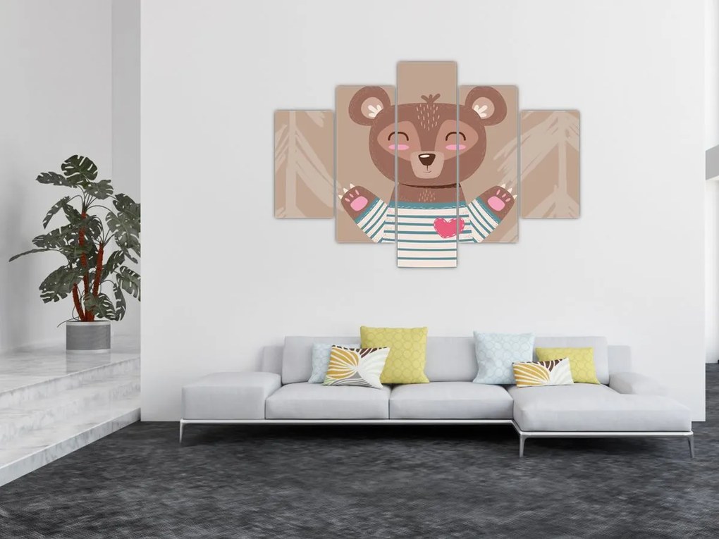 Obraz - Medvedík v pruhovanom tričku (150x105 cm)
