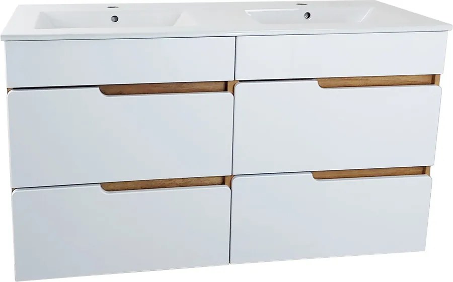 Comodo Kúpeľňová skrinka s keramickým dvojumývadlom Doris 120-4Z