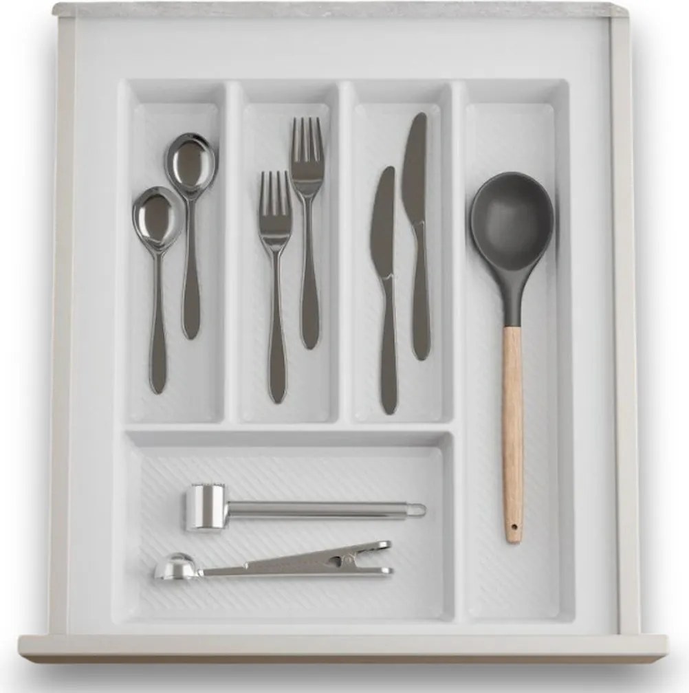 IN-DURO Príborník STRIPES 39 - 45 cm s hĺbkou 42 - 49 cm, biela