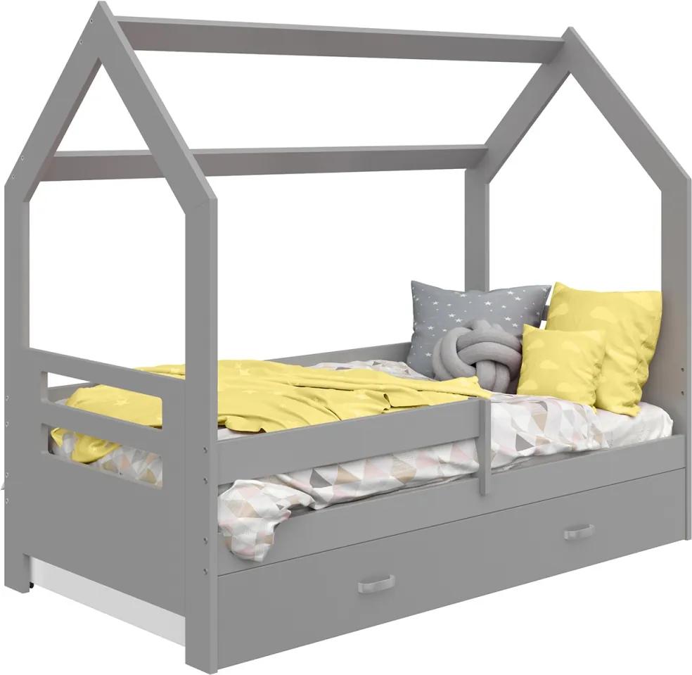 Dětská postel DOMEČEK D3B 80x160cm masiv šedá | AMI Nábytok