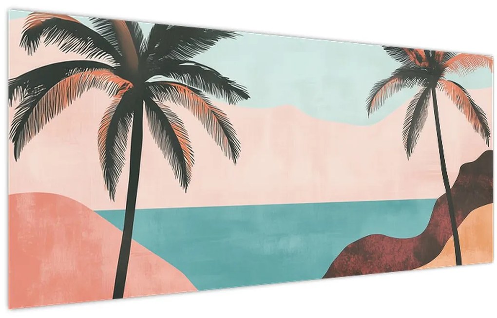 Obraz - Palmy pri mori (120x50 cm)
