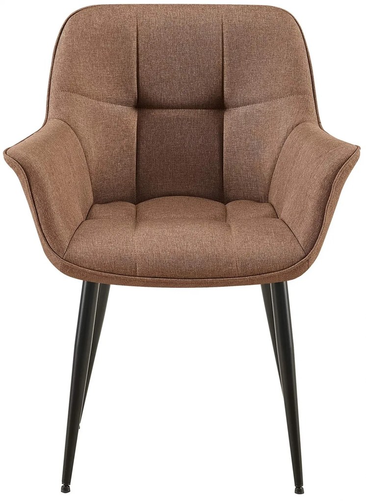 Stolička s podrúčkami Roseville - látka, nohy čierny kov - Sivo-hnedá (Taupe)