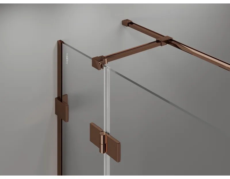 Mexen Lunar T, výklopný sprchový kút pravý 130 x 110 cm, 8mm číre sklo, profil ružové zlato, 834T-130-110-60-00-P