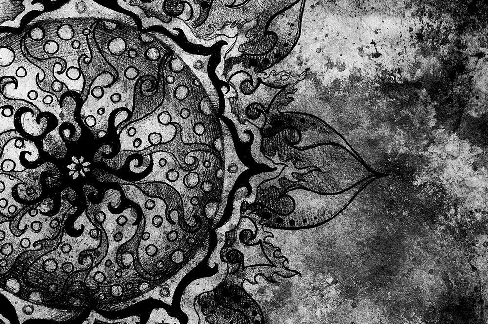 Samolepiaca tapeta čiernobiela Mandala - 300x200