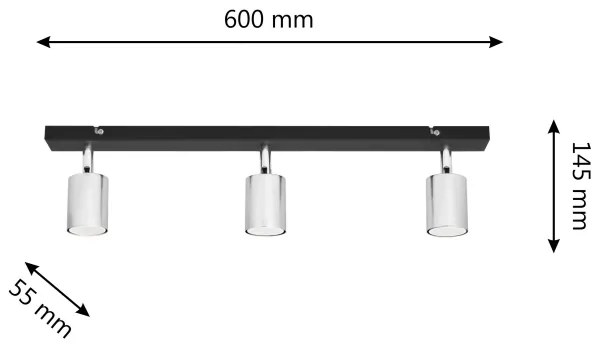 LED Bodové svietidlo TUNE 3xGU10/4,8W/230V matný chróm/čierna