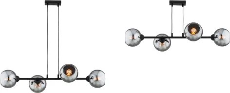 Brilagi - Závesný luster na lanku DIOR 4xE27/60W/230V čierna/dymová sivá