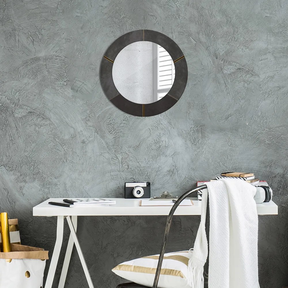 Okrúhle ozdobné zrkadlo na stenu Sivé trojuholníky fi 50 cm