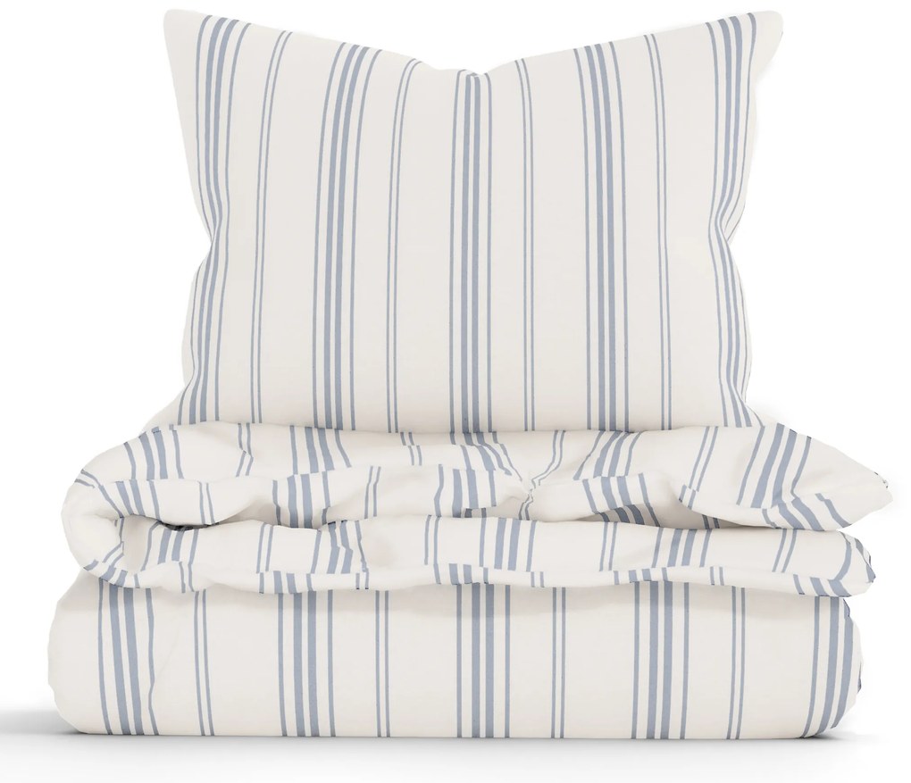 Predĺžené bavlnené obliečky Natural - Prúžky modré