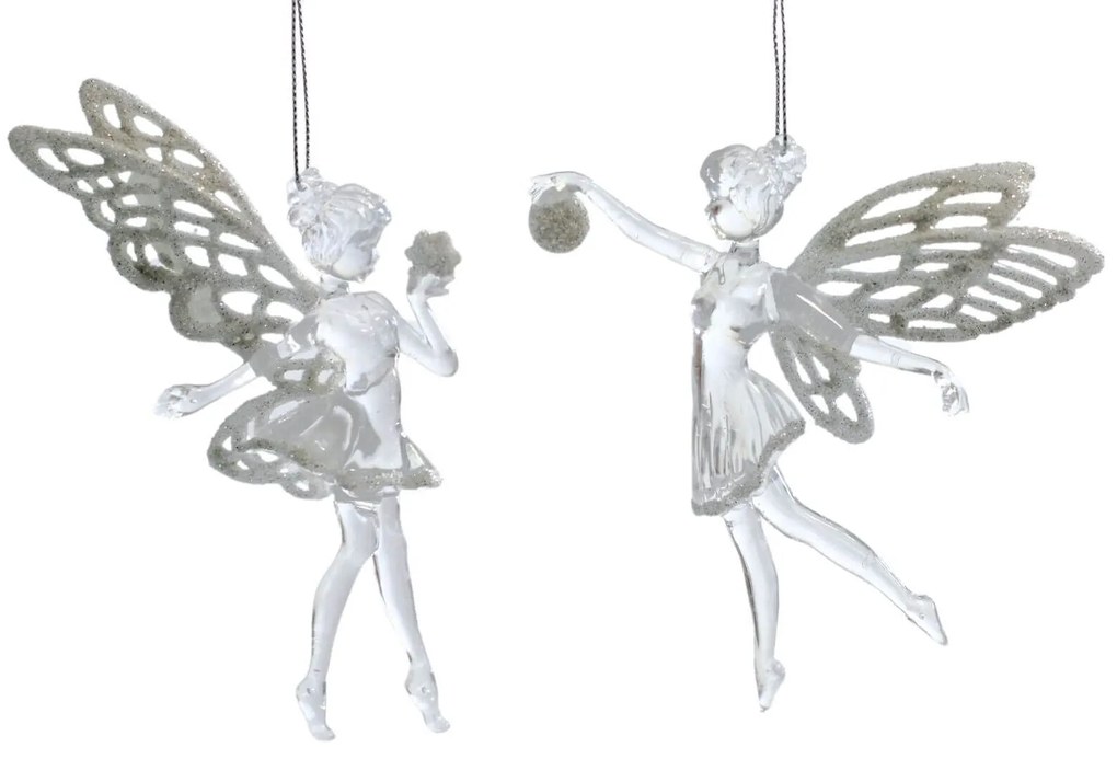 EWALDS Biele vianočné ozdoby víly 2-set