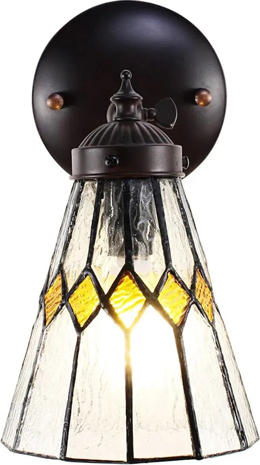 Nástenná Tiffany lampa žlté detaily YelloRhom - 17*12*23 cm E14/max 1*40W