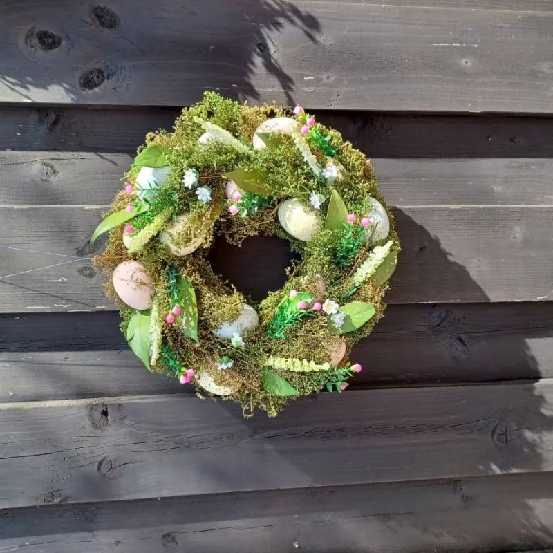 DECOLED Velikonoční věnec, 30 x 8 cm, traviny a vajíčka