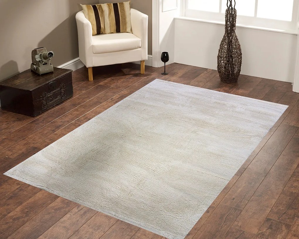 Biely shaggy koberec Microsofty 8301 WHITE – obdĺžnikový Rozmer: 120x180 cm