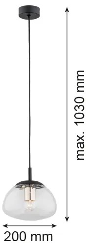 Argon 4331 - Luster na lanku TRINI 1xE27/15W/230V pr. 20 cm čierna