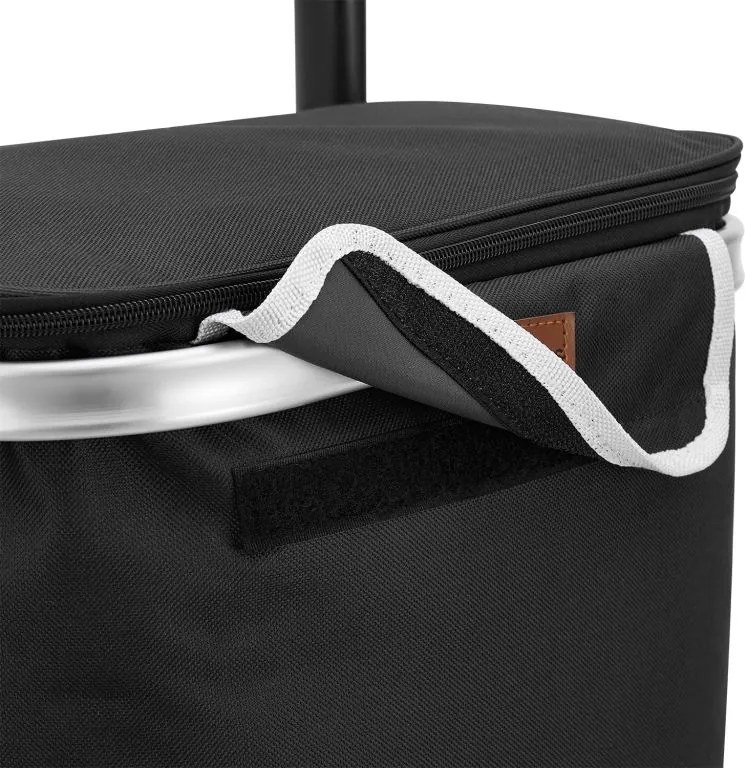 Nákupný vozík 3 v 1 na schody - objem 56 l, čierny