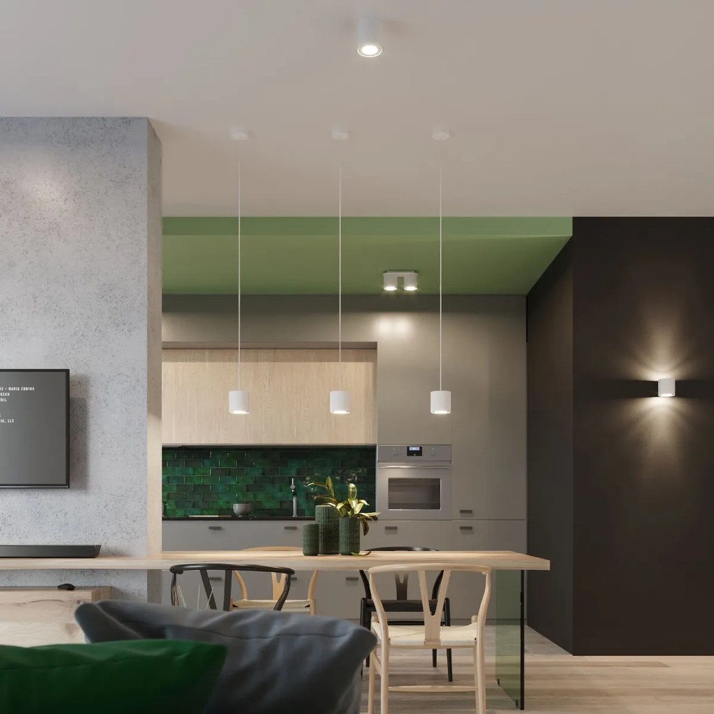 Stropné svietidlo Orbis, 2x biele kovové tienidlo