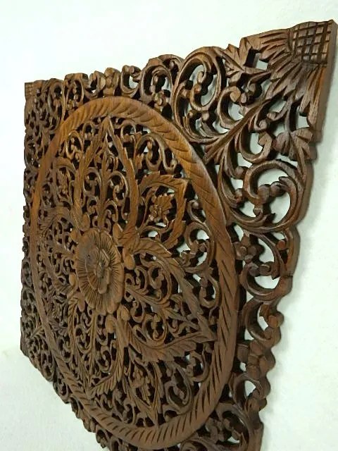 Dekorácia na stenu 60x60 cm, teakové drevo, ručná práca