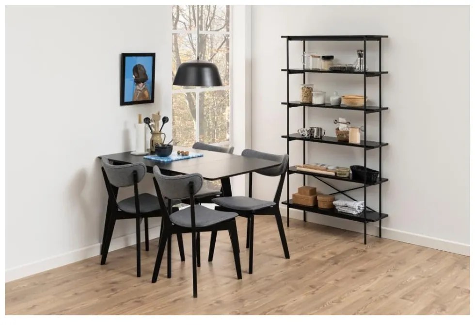 Čierny regál v dekore jaseňa 94x172 cm Angus – Actona