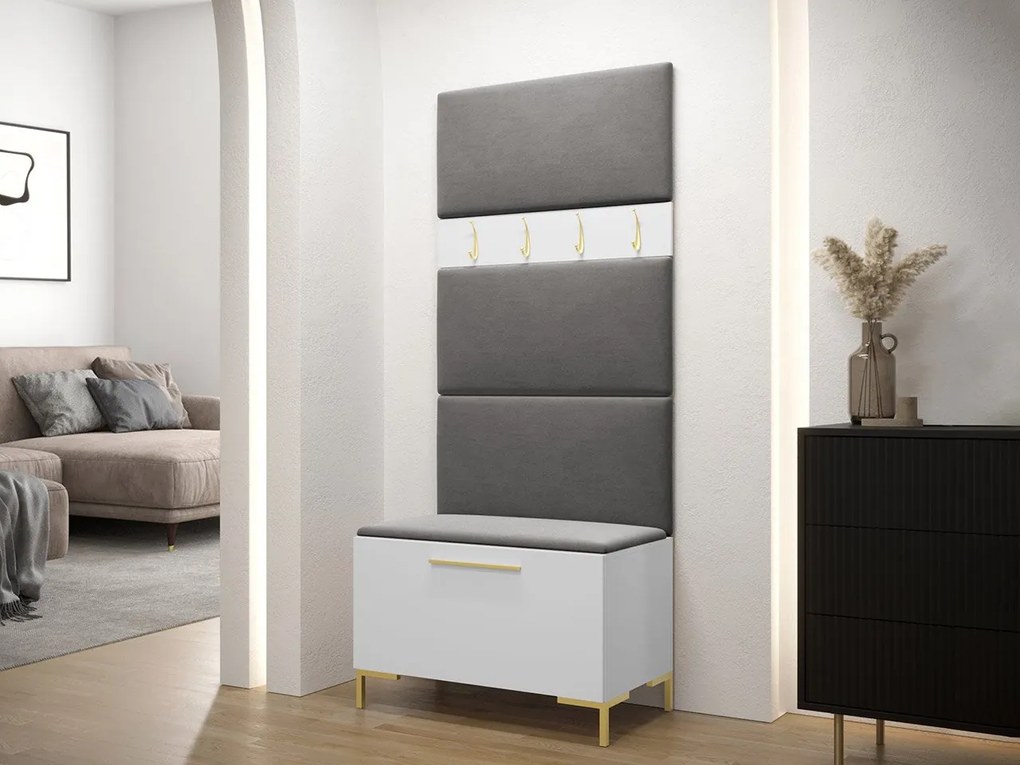 Predsieňová zostava Frunofta III, Farby: dub craft, Farba čalúnenia:: ekokoža Soft 017 (biela)