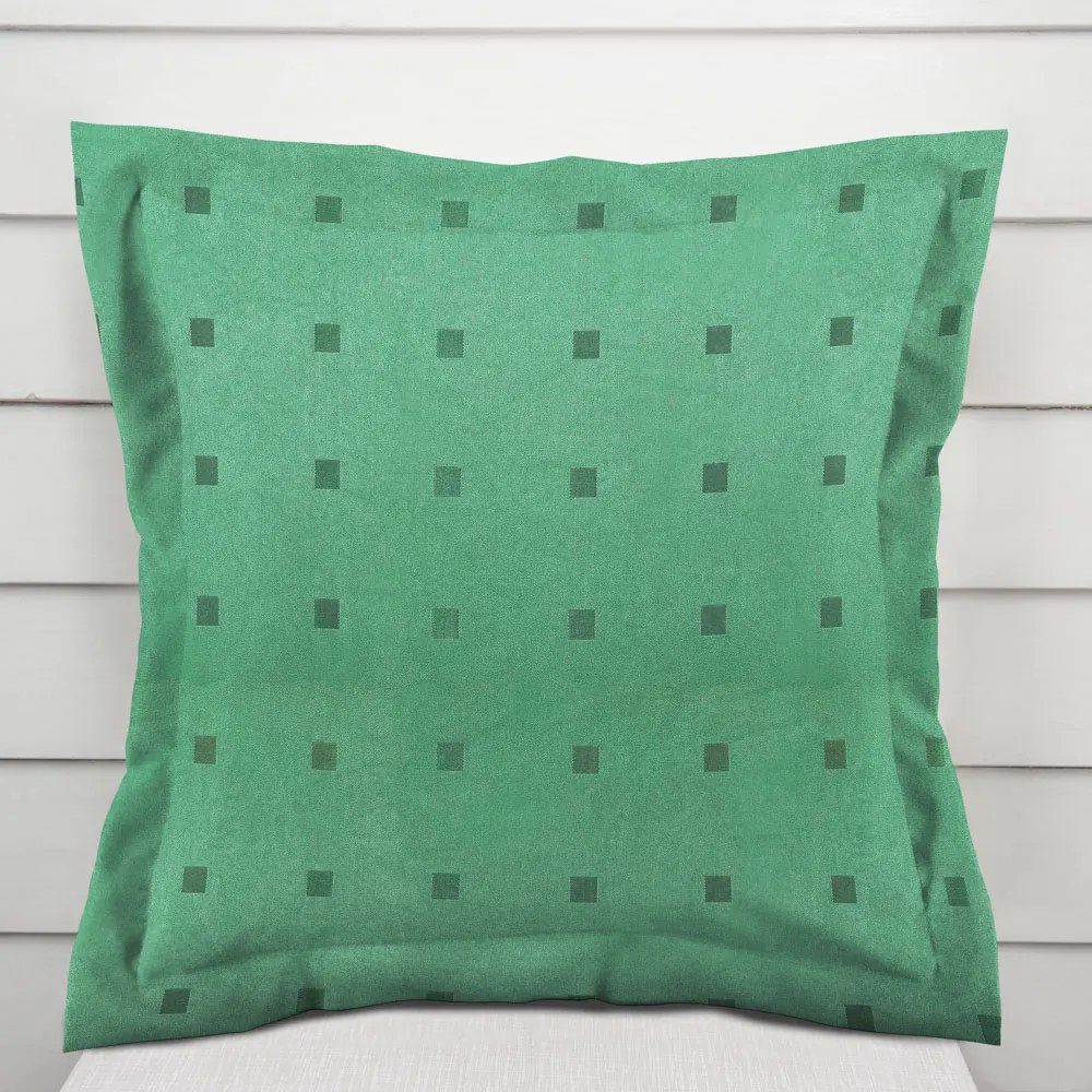 Biante Dekoračná obliečka na vankúš s lemom PM-022 Štvorčeky na zelenom 30 x 50 cm