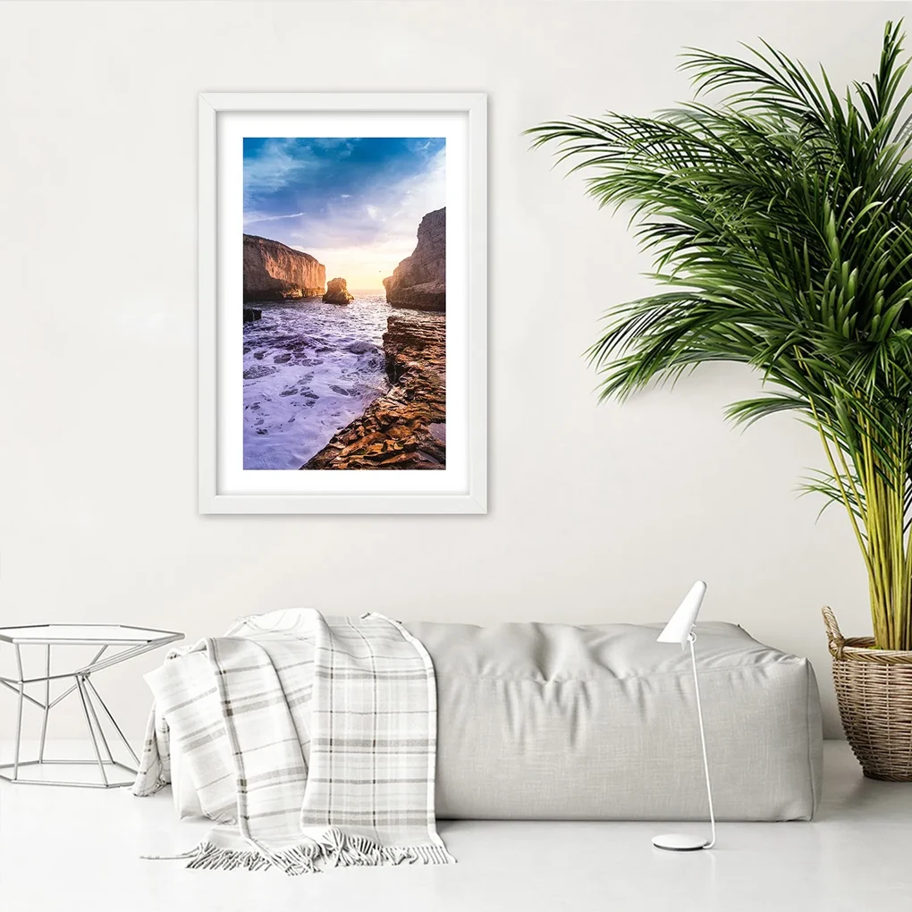 Gario Plagát Oceán a skaly Farba rámu: Hnedá, Rozmery: 30 x 45 cm