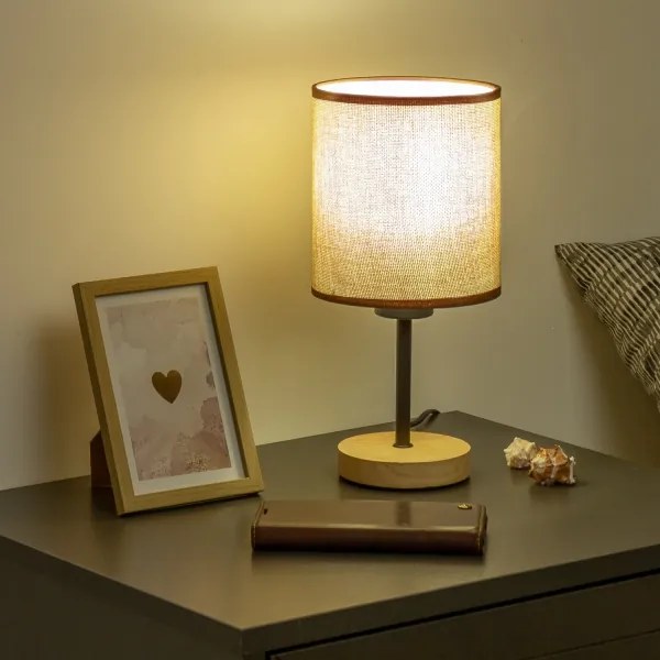 Brilagi - Stolná lampa NUBILA WOOD 1xE27/25W/230V dub/hnedá