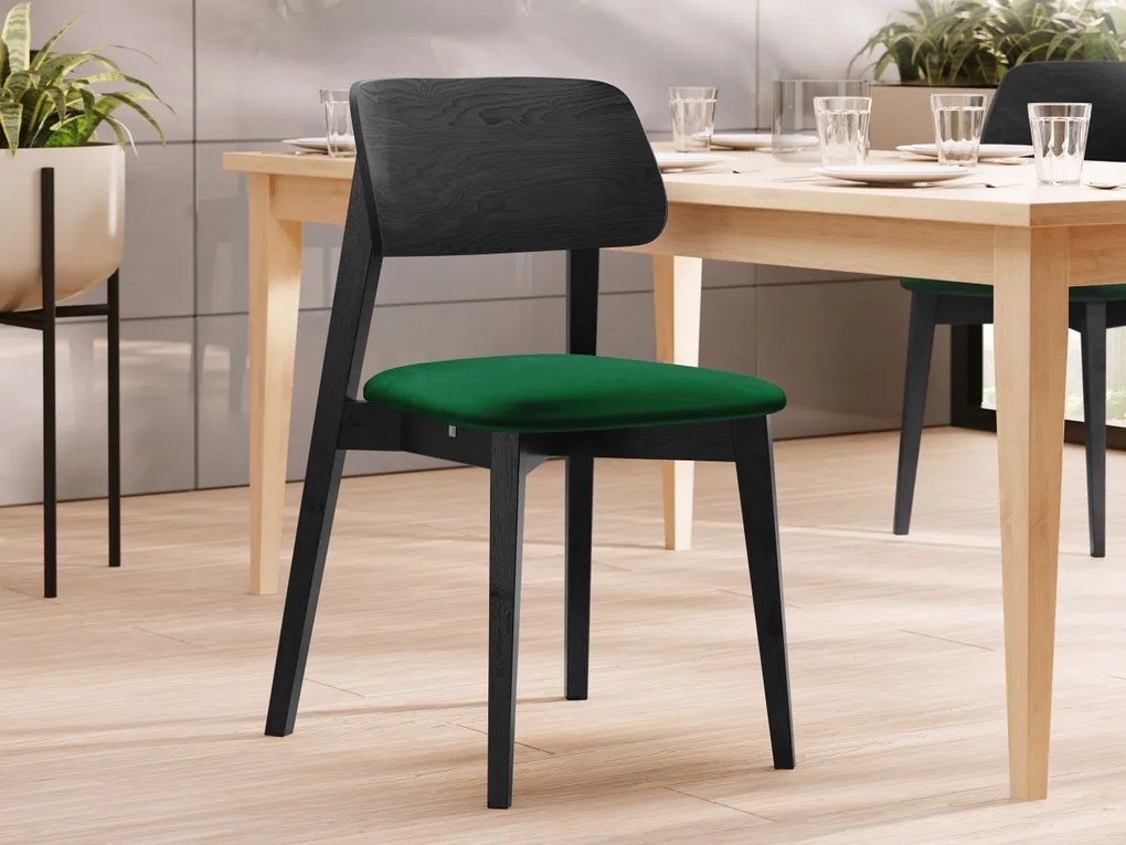 Čalúnená jedálenská stolička KT63, Dostupné poťahy: Magic Velvet 2217, Farby: czarny
