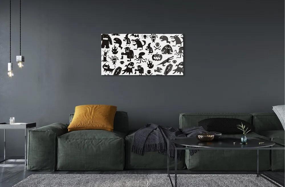 Obraz na skle White pozadí čiernymi tvory 120x60 cm