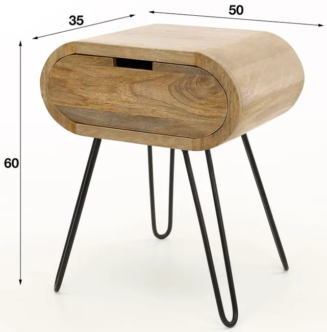 Nočný stolík HOME ART 50x35x60 cm - mangové drevo