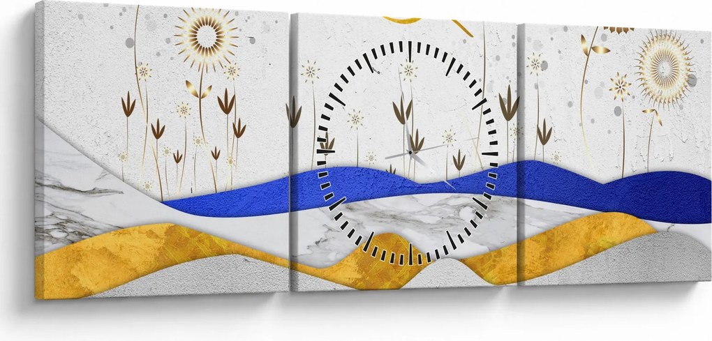 Obraz - Zlaté hory (s hodinami) (90x30 cm)