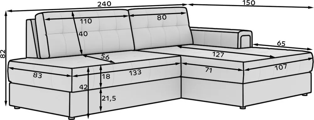 Sivá zamatová rozkladacia rohová pohovka (pravý roh/s leňoškou) Blezalt – ELTAP
