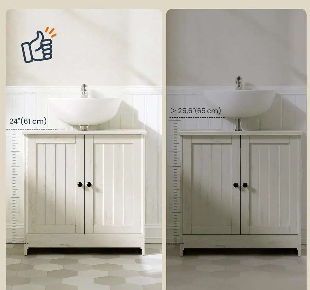 Skříňka pod umyvadlo Ronja 60 cm rustikální bílá