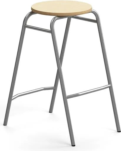 Barová stolička ALTUS, výška 690 mm, strieborná/breza