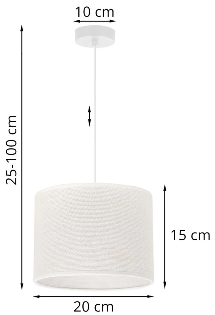 Light Home Závesné svietidlo Juta, 1x biele jutové tienidlo, (fi 20cm), w